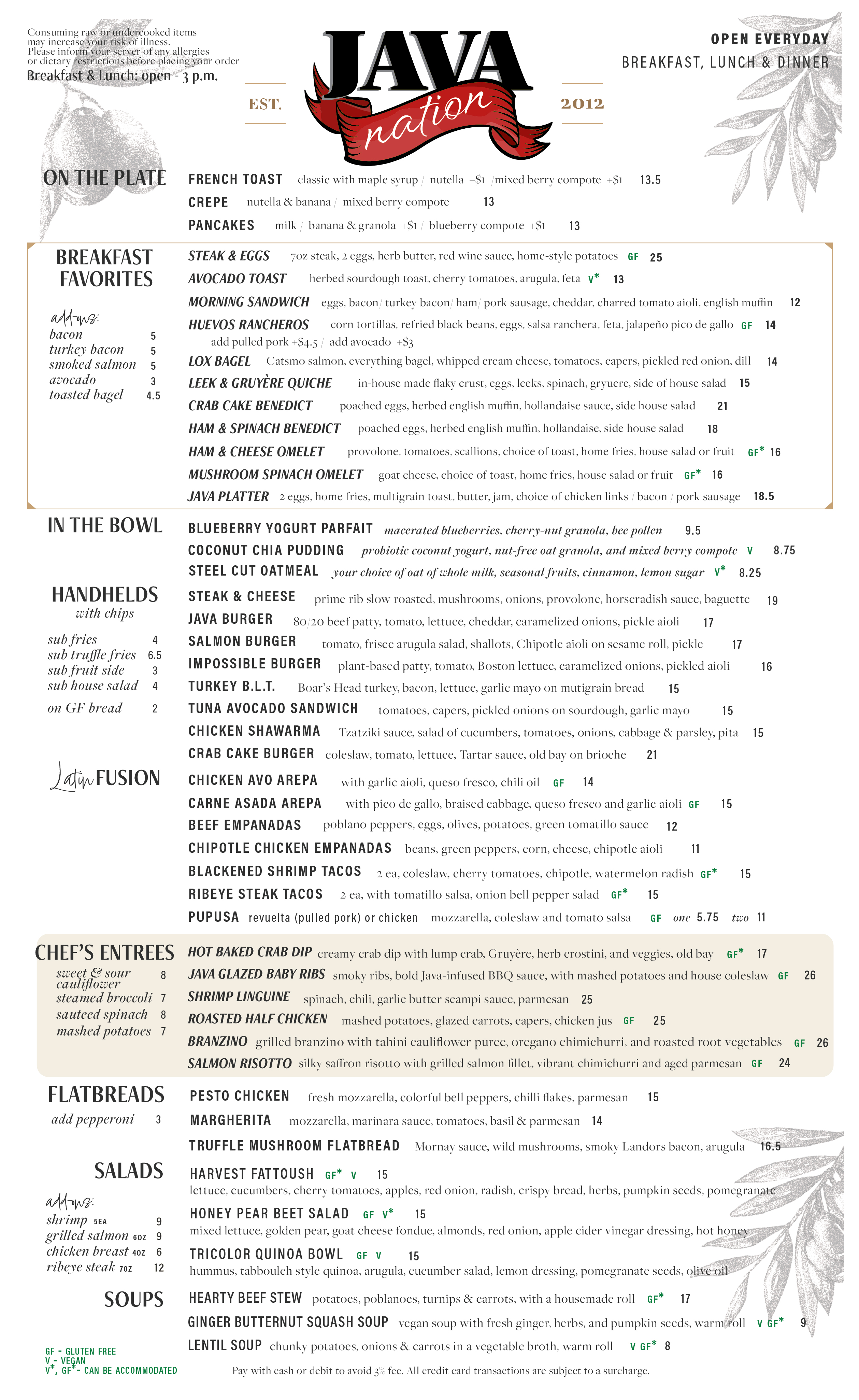 Brunch Menu Page 1
